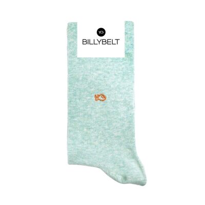Plain combed cotton socks - Blue green