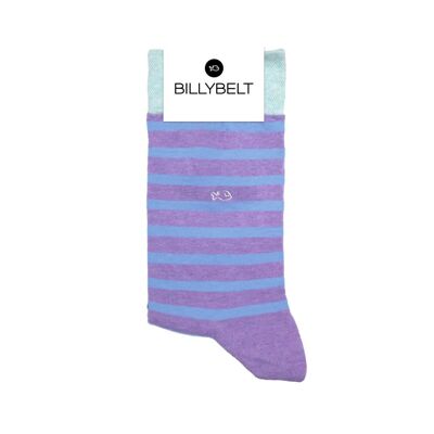 Chaussettes en coton peigné Rayées - Violet chiné