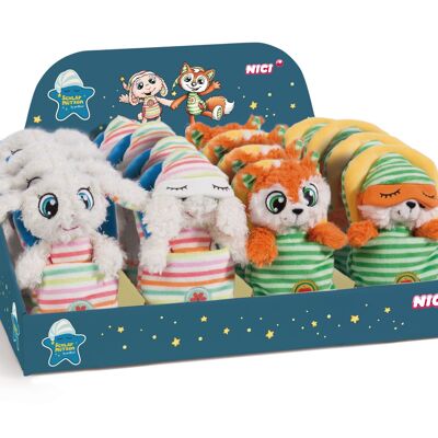 Assortment range of cuddly toy Sleeping nightcaps 14cm, 2 designs 16 pieces in the display nt cuddly toy Sleeping nightcaps 14cm,