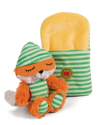 Peluche renard Finjo 14cm dormant dans le lit 3