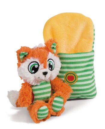 Peluche renard Finjo 14cm dormant dans le lit 4