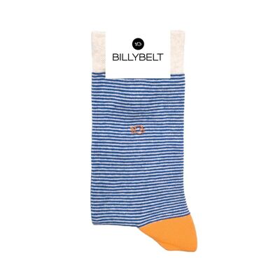 Striped combed cotton socks - Navy