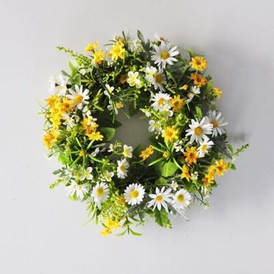 Artificial daisy flower wreath 25cm - Floral decoration