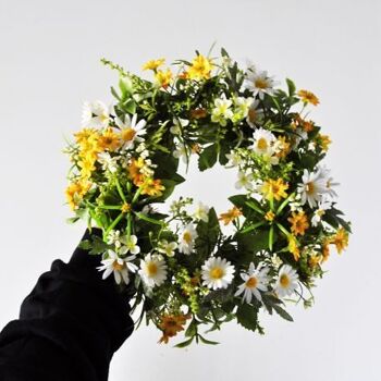 Couronne de fleurs de marguerite artificielle 25cm - Décoration florale 2