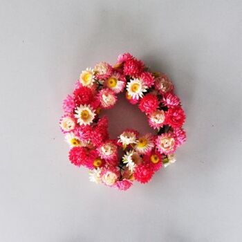 Couronne de fleurs rose artificielle D 25 cm  - Décoration florale 1