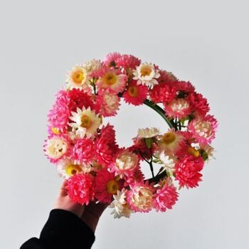 Couronne de fleurs rose artificielle D 25 cm  - Décoration florale 2