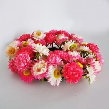 Couronne de fleurs rose artificielle D 25 cm  - Décoration florale 4