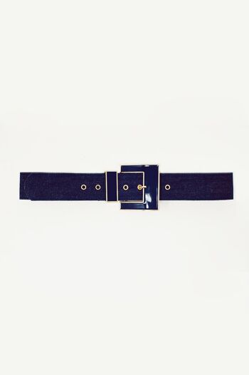 ceinture à boucle carrée couleur denim foncé 2