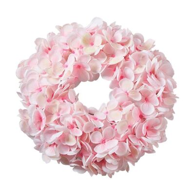 Corona de hortensias artificiales color crema 28 cm - Decoración floral