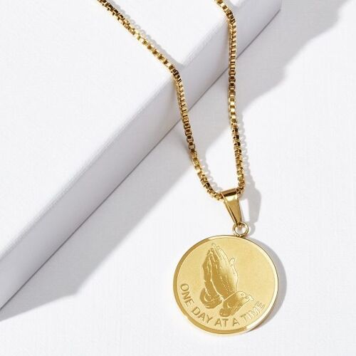 Serenity Prayer One Day At A Time Necklace Gold…