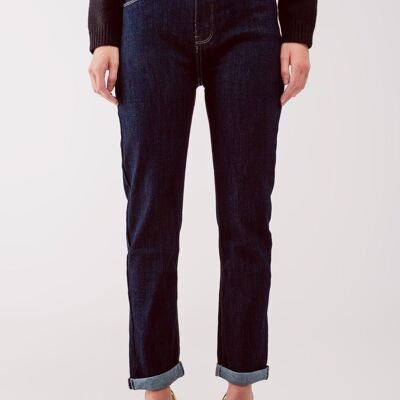 jeans straight fit in blu lavaggio scuro