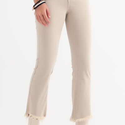 straight jeans in beige with wide ankles