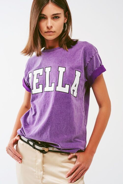 T-Shirt with Bella Text in purple