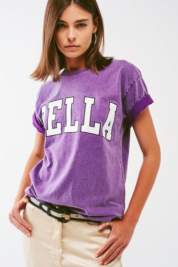 T-Shirt avec Bella Text en violet 1