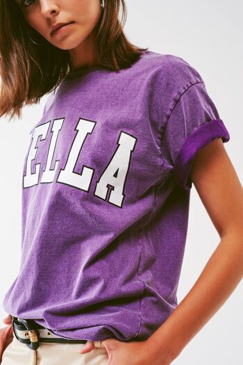 T-Shirt avec Bella Text en violet 5