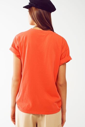 T-shirt à imprimé graphique limité en orange 4