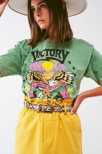 T-shirt avec texte Victory en vert grisé 4