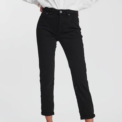 Straight leg high waisted jeans in black