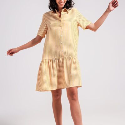 Stripe print mini dress in yellow
