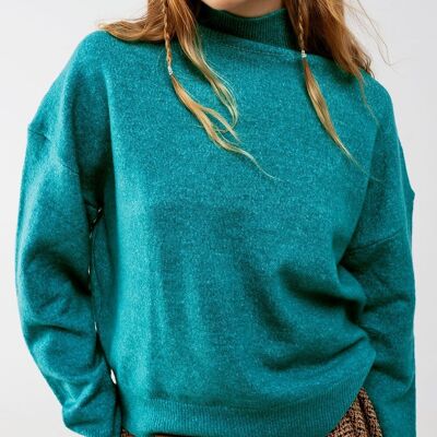 Superweicher Pullover mit Stehkragen in Hellgrün