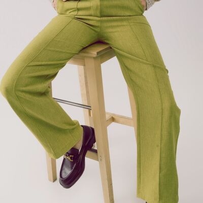 Straight leg tailored pants in green