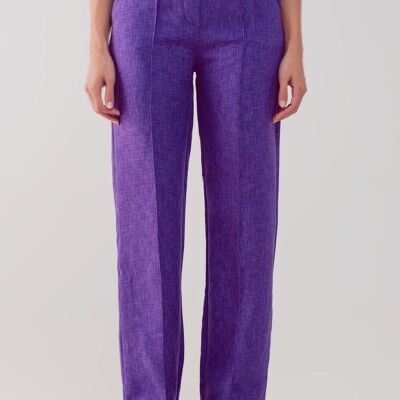 Straight leg tailored pants in purple