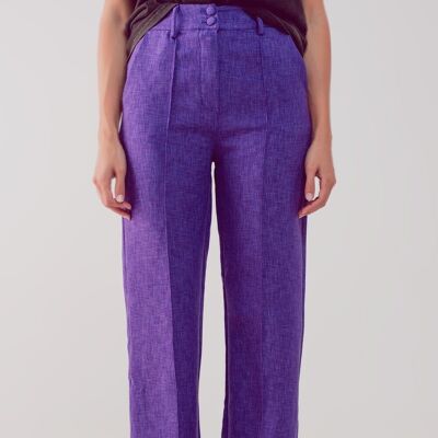 Straight leg tailored pants in purple