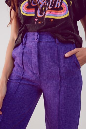 Pantalon tailleur coupe droite violet 2