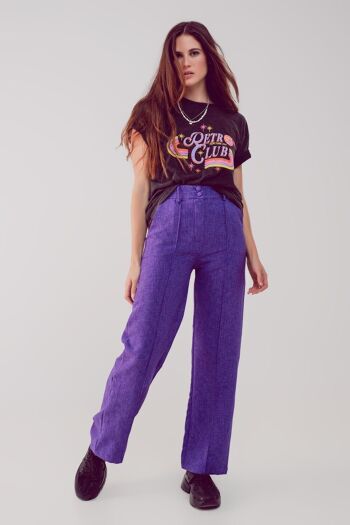 Pantalon tailleur coupe droite violet 3