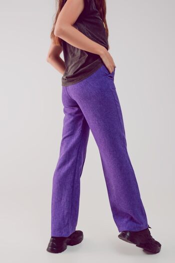 Pantalon tailleur coupe droite violet 4