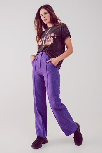 Pantalon tailleur coupe droite violet 5