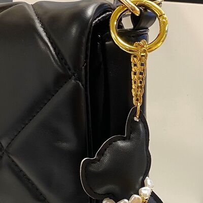 Porte-clés Bulldog noir avec perles