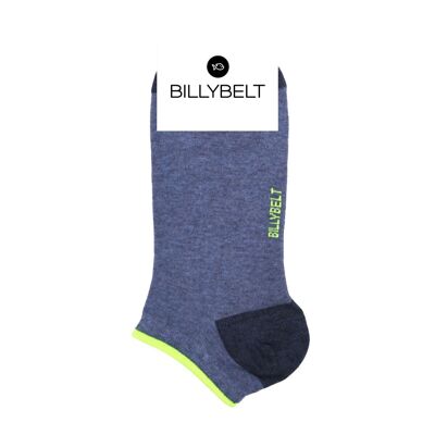 Plain combed cotton socks - Heather blue and neon
