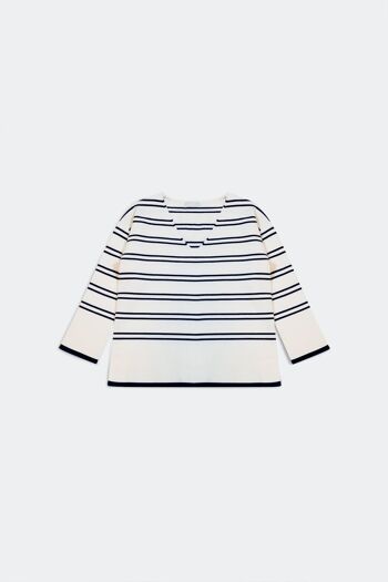 Pull blanc à rayures marine 6