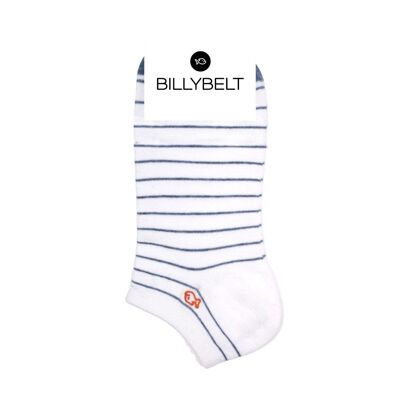 Combed cotton socks With fine stripes - White and blue