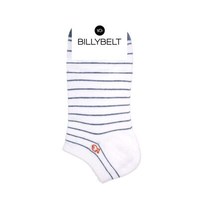 Striped combed cotton socks - White and blue