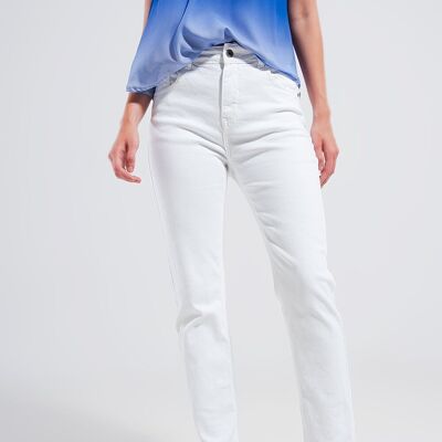 Jeans skinny in cotone elasticizzato di colore bianco