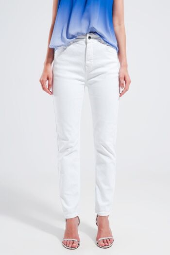 Jean skinny en coton stretch blanc 3