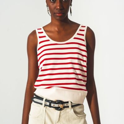 Striped cropped top in red and white