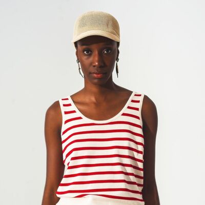 Striped cropped top in red and white