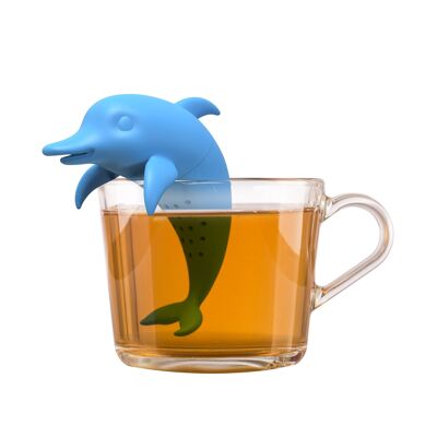 Huevo de té de delfín en azul