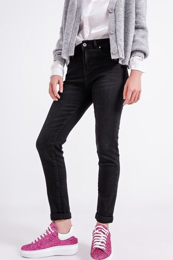 Jean skinny taille très haute en noir 5