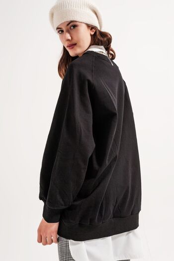 Sweat-shirt super oversize avec coutures en noir 2