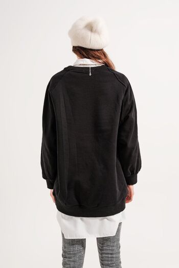 Sweat-shirt super oversize avec coutures en noir 6