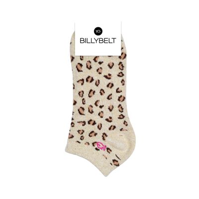 Glitzernde Socken aus gekämmter Baumwolle Leopard - Beige