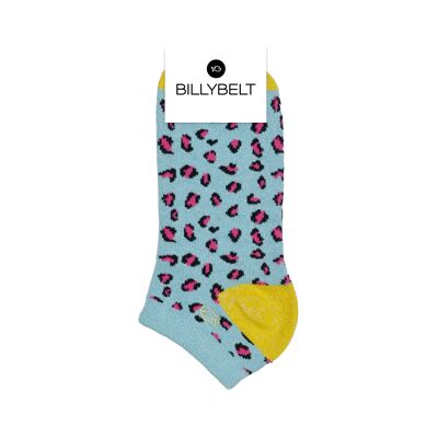 Glitzernde Socken aus gekämmter Baumwolle Leopard – Blau