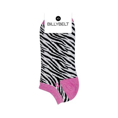 Zebra-Socken aus gekämmter Baumwolle mit Pailletten – Schwarz und Weiß