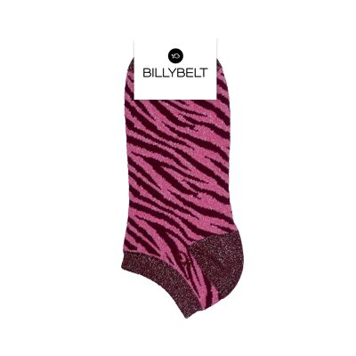 Zebra-Socken aus gekämmter Baumwolle mit Pailletten – Rosa