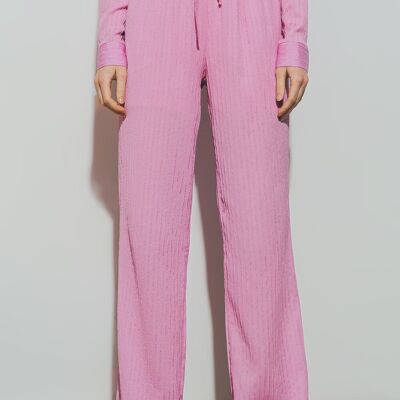 Pantaloni a gamba larga strutturati in rosa