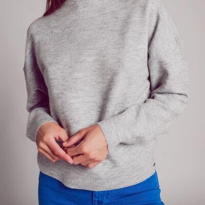 Superweicher Pullover mit Stehkragen in Grau